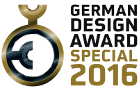 A badge of the winner in the German Design Award 2016 contest for the Nosiboo Pro Electric Nasal Aspirator