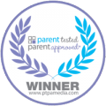A badge of the winner in the Parent Tested Parent Approved plebiscite for the Nosiboo Pro Electric Nasal Aspirator